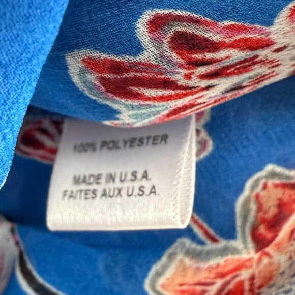 Misa Los Angeles Royal Blue Floral Print Chiffon Ruffle Mini Dress, Size L - Picture 6 of 8